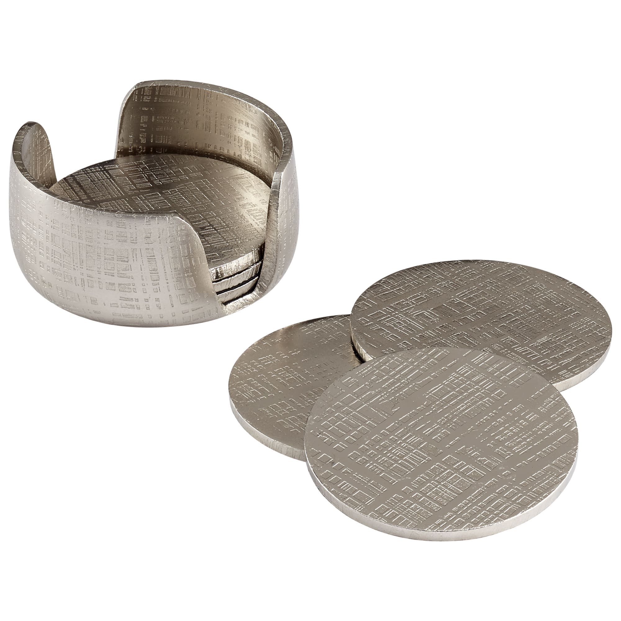 silver-aluminum-metal-textured-round-six-6-coaster-coasters-set-moss-manor-CN08130.jpg